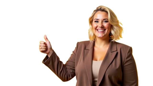 Happiness of a Plus-Sized Woman in Blazer - Powered by Adobe