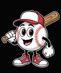 Funny Baseball Cartoon Cute Character