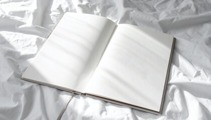 Open Sketchbook on Bedspread – Creative Printable Mockup