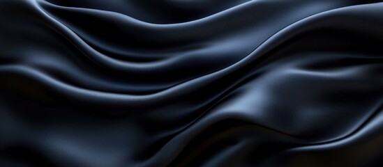 Fototapeta premium Smooth and shiny dark silk fabric with flowing folds creating a soft and elegant texture with deep shadows and highlights
