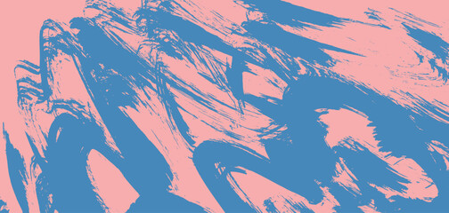 Artistic textured blue and pink distressed painted bold brush strokes background. Grunge contrast retro paintbrush stroke smear with spray texture for business banner, surface, poster design
