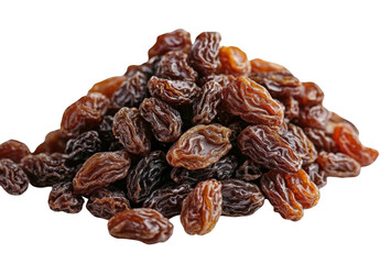 Obraz premium Delicious brown raisins close up studio shot food photography dark vine on transparent background