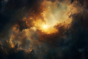 Fototapeta premium Radiance and Power: A Majestic Quasar Illuminating the Cosmos with Celestial Wonder