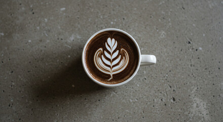 taza de caf&eacute; en vista cenital 