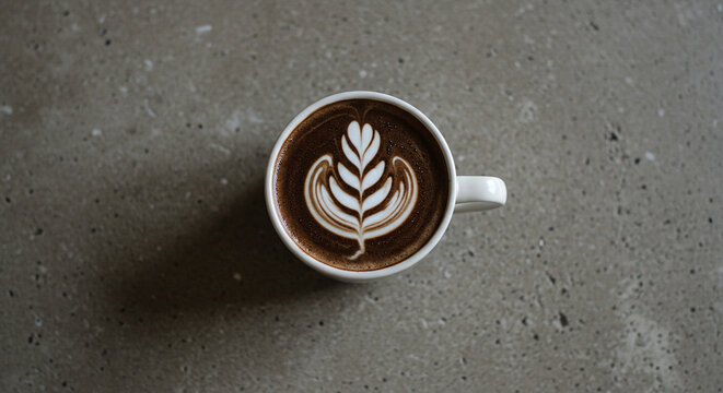 taza de caf&eacute; en vista cenital 