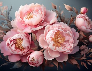  Üppiger Pfingstrosenstrauß mit zartem Rosaton