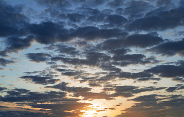 Beautiful sunset sky with amazing colorful clouds