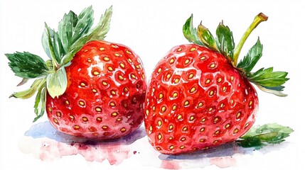 Vibrant Watercolor Illustration of Isolated Strawberry on White Background
