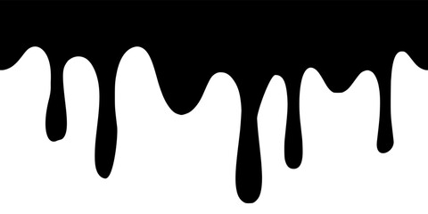 Black Liquid Flowing, spilled, drop, splash, leak concept vector paint drops icon.  Ink drip and black Melt Drips.  vector illustration.