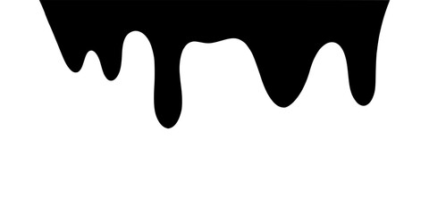 Black Liquid Flowing, spilled, drop, splash, leak concept vector paint drops icon.  Ink drip and black Melt Drips.  vector illustration.
