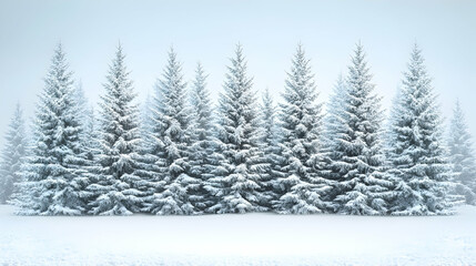 Fototapeta premium Snowy pine trees in a winter landscape