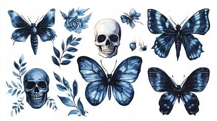 Detailed Watercolor Gothic Set Illustration for Creative Projects
