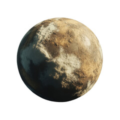 Detailed render of a brown and beige planet surface texture 3d art sky on transparent background