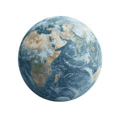 Stunning detailed view of planet earth showing continents and oceans 3d on transparent background
