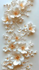 Elegant floral cake design with delicate blossoms and lace accents