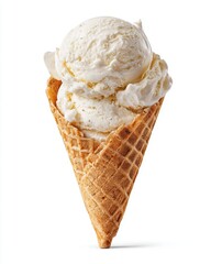 Klassisches Vanilleeis mit Waffel