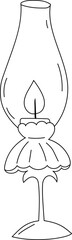 Glass lamp candle in line art style for antique or retro themes