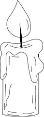 Melted candle line art for gothic or mysterious illustration