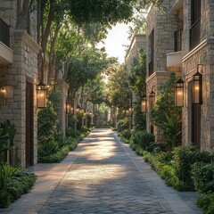 Fototapeta premium Tranquil residential alleyway