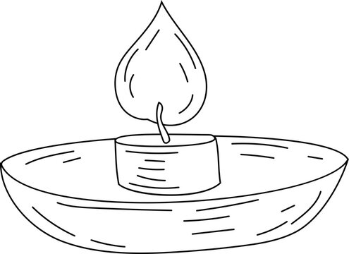 recommend clip art: Floating candle in a dish sketch for spa, wellness or meditation themes