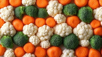 Colorful vegetable pattern, carrots, broccoli, cauliflower