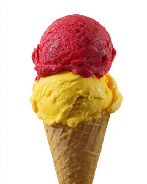 Himbeer-Mango-Eis mit zwei Kugeln