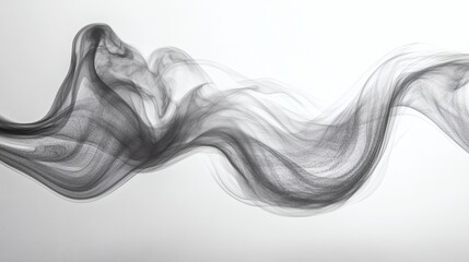 Abstract Smoke Plume with Flowing Movement on White Background, Subtle Gray Tones, Elegant Design Element for Creative Projects