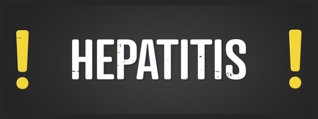 Hepatitis (hepatitis) - A blackboard illustration with white text.
