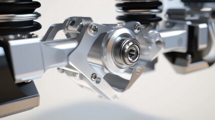 Fototapeta premium Precision-Engineered Silver Mechanical Assembly with Intricate Gear Components
