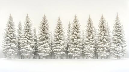 Fototapeta premium Snowy fir trees in a pristine winter landscape