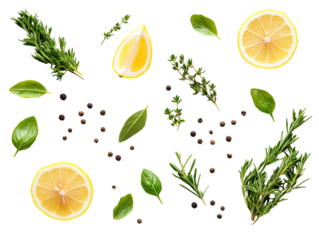 Fresh herbs and citrus fruits