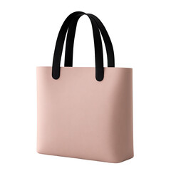 Minimalist blush-toned tote bag with black handles.  Features a simple, rectangular shape and smooth, soft texture