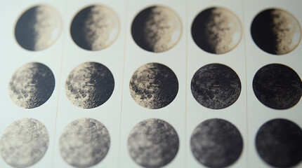Fototapeta premium Mystic lunar phase patterns create a celestial chart under a starry night sky
