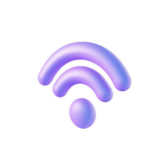 Obraz premium Abstract purple wifi signal icon 3d render modern technology internet on transparent background data