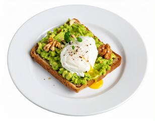 Gourmet Avocado Toast with Poached Egg Clipping Path