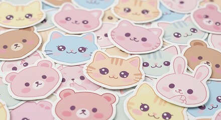 Cute Animal Stickers Featuring Cat, Bear, and Rabbit Designs