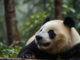 Obraz premium Giant pandas strolling through a bamboo forest