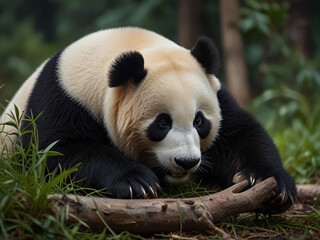 Giant pandas strolling through a bamboo forest