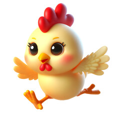Cute 3d chicken isolated on white background