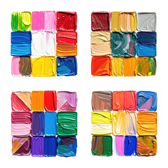 Fototapeta premium Vibrant Blocks of Color Created with Unique Brushstrokes on Paper, Isolated on Transparent Background