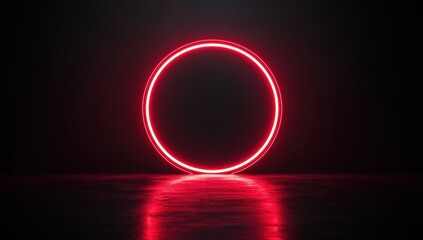 Red neon circle on dark background