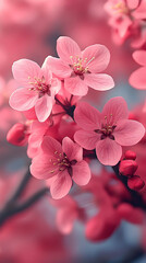 Delicate pink blossoms in close-up