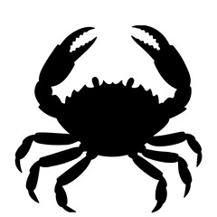 Black silhouette of a crab on a white background. Vector illustration.