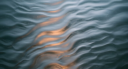 Fototapeta premium Intriguing Abstract Water Surface Featuring Golden Reflections in Flowing Ripples
