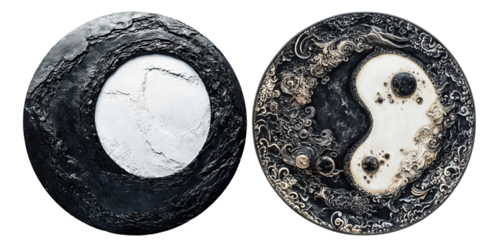 Elegant Yin Yang Stone Art with Texture and Contrast Elements