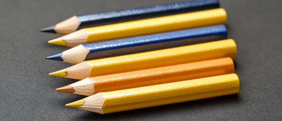 Fototapeta premium Assortment Of Colored Pencils On Dark Background
