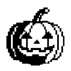 Fototapeta premium Pixel art Halloween pumpkin, black and white, 8-bit style, spooky jack-o'-lantern, digital art.