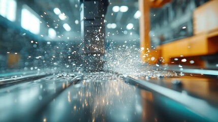 Dynamic imagery capturing metal sparks flying during a high-precision machine operation, illustrating the energy and innovation in modern manufacturing environments.