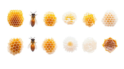 Honeycomb cells with bees