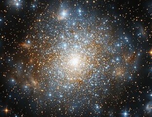 Fototapeta premium Dense star cluster, numerous stars of various colors, in a deep space